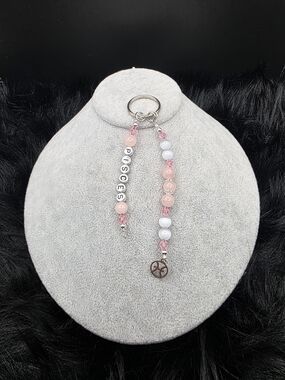 Pink Pisces Beaded Keychain Charm